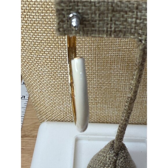 Kenneth Lane Gold & Ivory Hoop Earrings 2" Diameter Elegant Design Womens - Picture 9 of 15